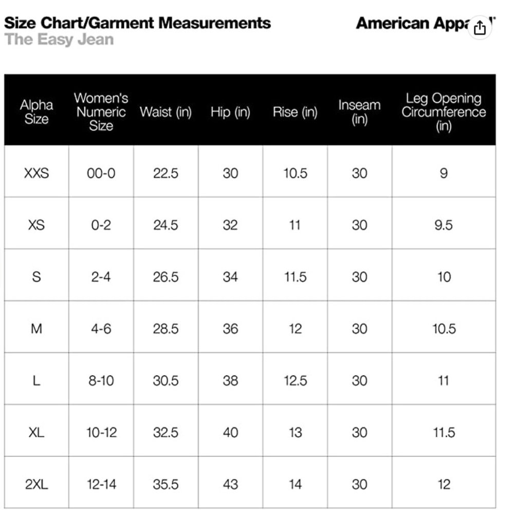 American Apparel The Easy Jean - Set of 3 in Light Wash, Dark Wash, Black Size S - Picture 14 of 14